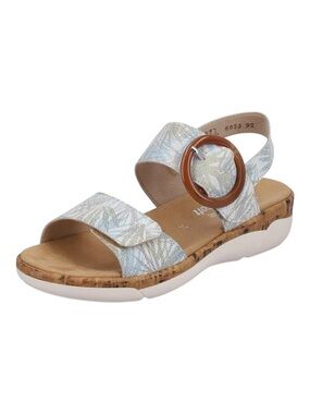 Rieker Remonte Soft - Light Blue Botanical Patterned Adjustable Buckle Sandals